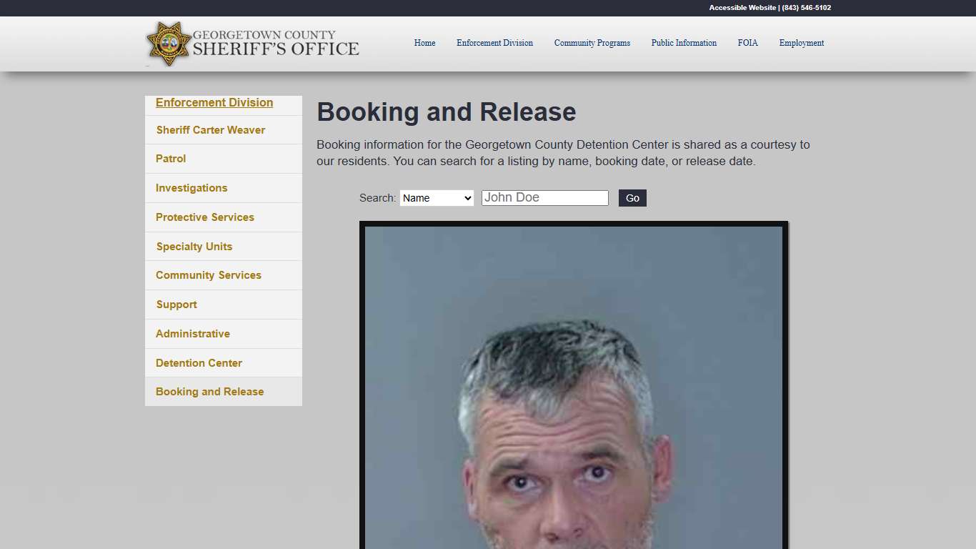 Booking and Release - GCSheriff.org